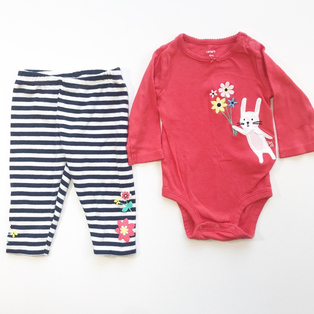 Carter's Infant Girl 2-piece Outfit Flower Bunnies